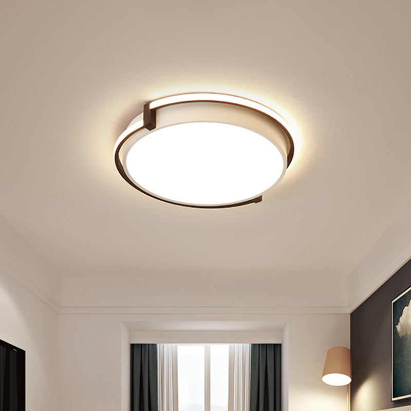Plafonnier LED pour dortoir au design minimaliste et abat-jour en acrylique (gris/blanc) - Disponible en 3 tailles
