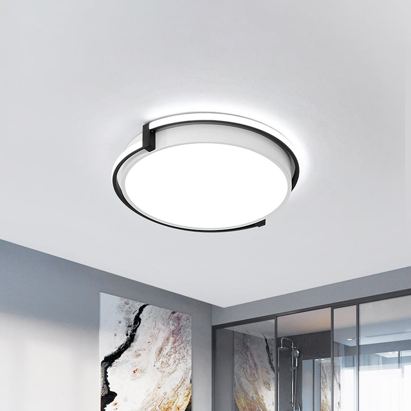 Plafonnier LED pour dortoir au design minimaliste et abat-jour en acrylique (gris/blanc) - Disponible en 3 tailles