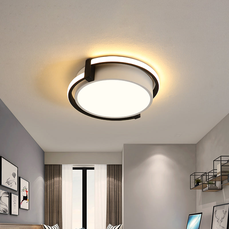 Plafonnier LED pour dortoir au design minimaliste et abat-jour en acrylique (gris/blanc) - Disponible en 3 tailles