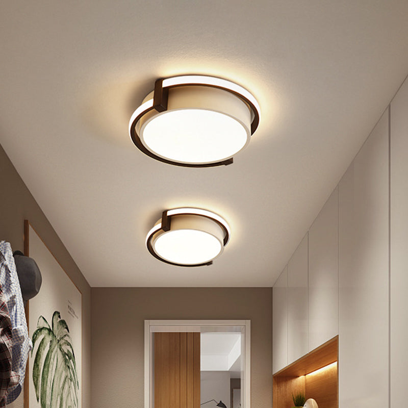 Plafonnier LED pour dortoir au design minimaliste et abat-jour en acrylique (gris/blanc) - Disponible en 3 tailles