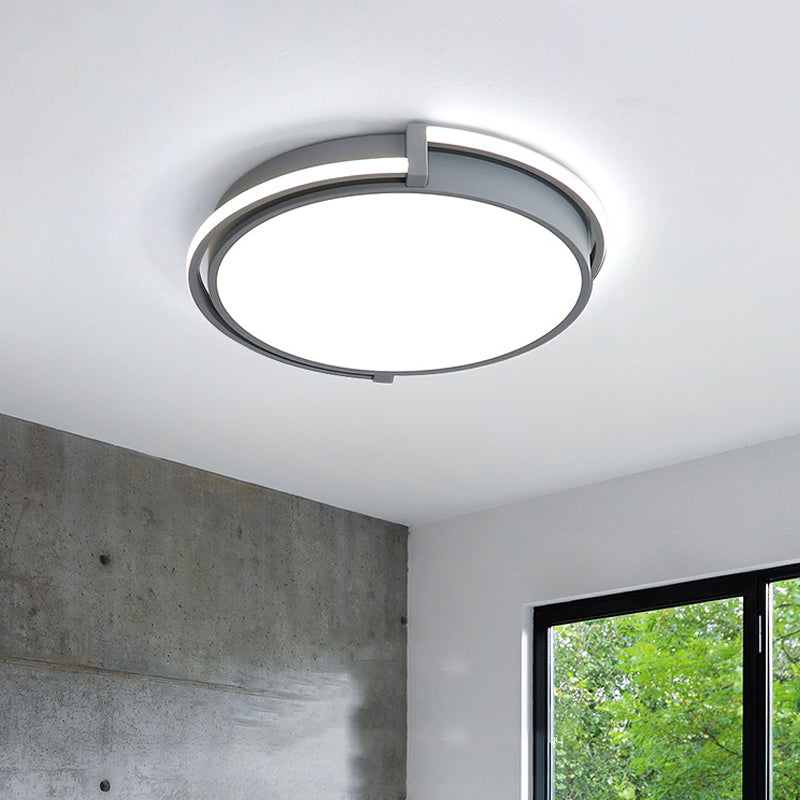 Plafonnier LED pour dortoir au design minimaliste et abat-jour en acrylique (gris/blanc) - Disponible en 3 tailles