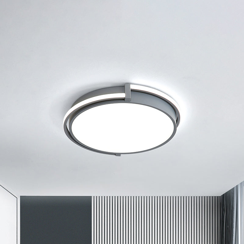 Plafonnier LED pour dortoir au design minimaliste et abat-jour en acrylique (gris/blanc) - Disponible en 3 tailles