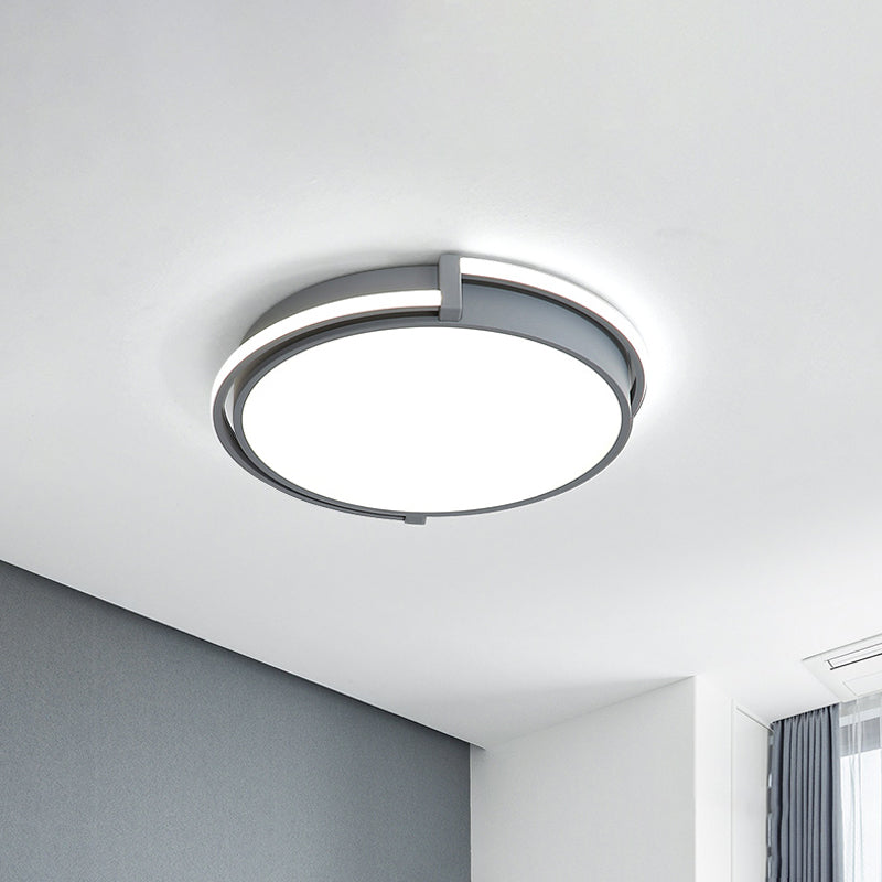 Plafonnier LED pour dortoir au design minimaliste et abat-jour en acrylique (gris/blanc) - Disponible en 3 tailles