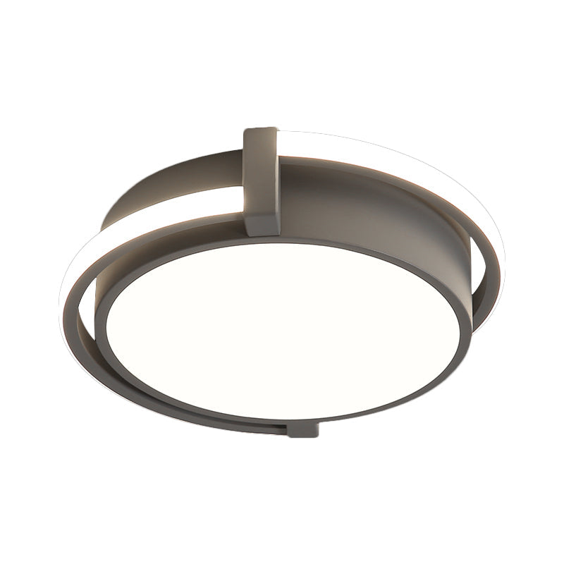 Plafonnier LED pour dortoir au design minimaliste et abat-jour en acrylique (gris/blanc) - Disponible en 3 tailles