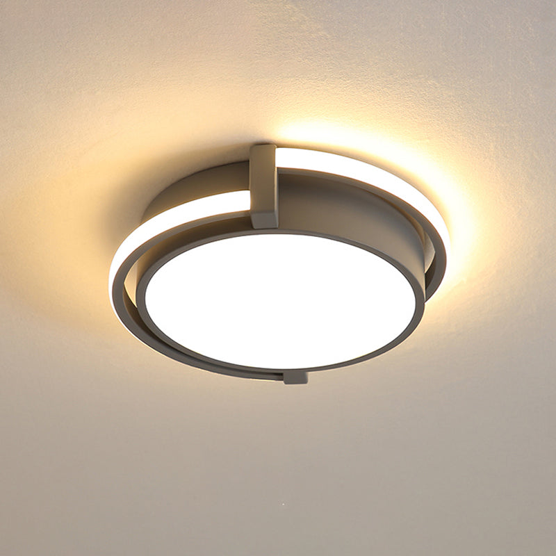 Plafonnier LED pour dortoir au design minimaliste et abat-jour en acrylique (gris/blanc) - Disponible en 3 tailles