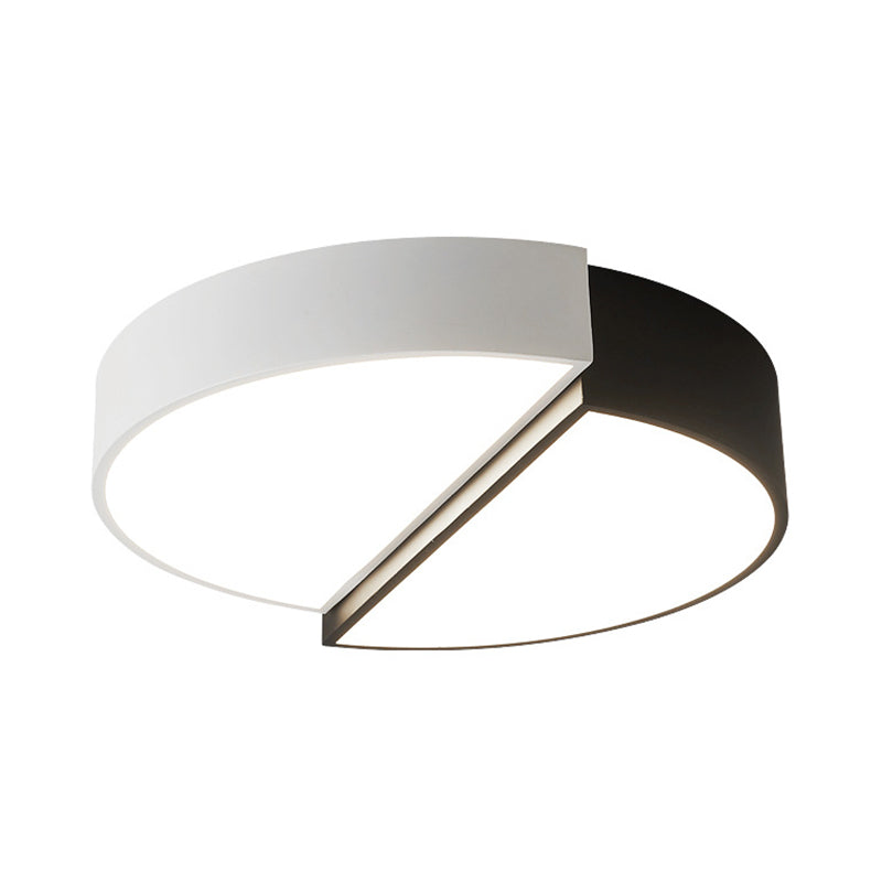Minimalist Split Round Led Ceiling Lamp - 15/19 Wide Black & White