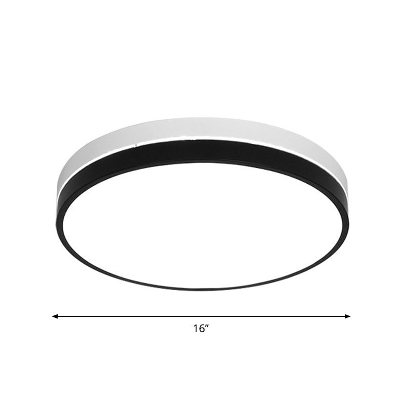 Modern Nordic Led Ceiling Light In Black & White - Round Square Or Rectangle Flushmount