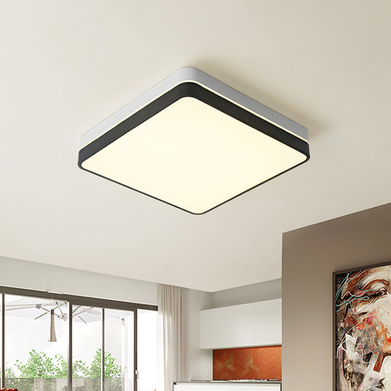 Modern Nordic LED Ceiling Light in Black & White - Round, Square or Rectangle Flushmount