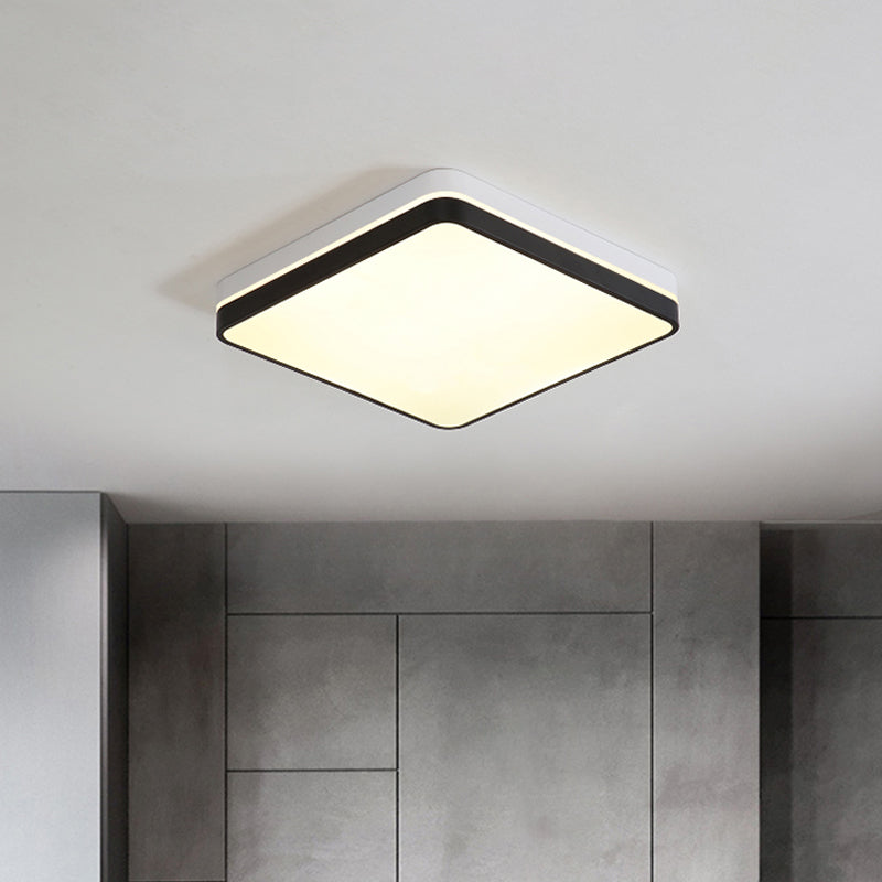 Modern Nordic Led Ceiling Light In Black & White - Round Square Or Rectangle Flushmount