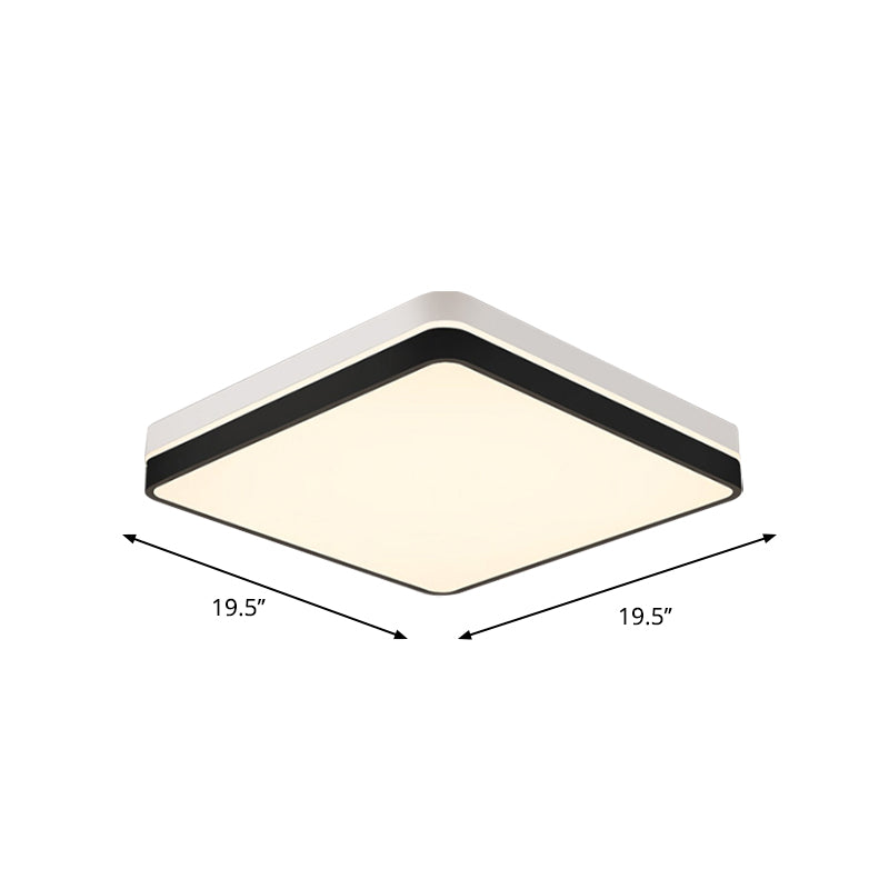 Modern Nordic Led Ceiling Light In Black & White - Round Square Or Rectangle Flushmount