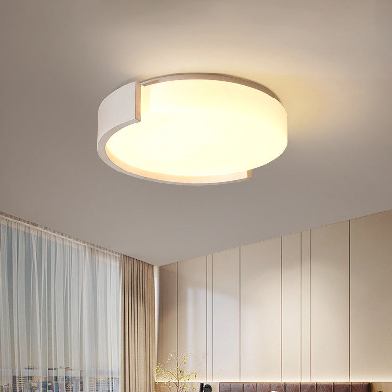 Modern Drum-Shaped Ceiling Light Fixture: Acrylic Black/White Flushmount with C-Shaped Frame, LED Warm/White Light