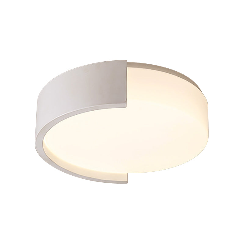Modern Drum-Shaped Ceiling Light Fixture: Acrylic Black/White Flushmount With C-Shaped Frame Led