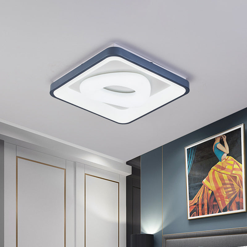 Modern LED Ceiling Light - Triangular Acrylic Flush-Mount in Blue with Round/Square Frame