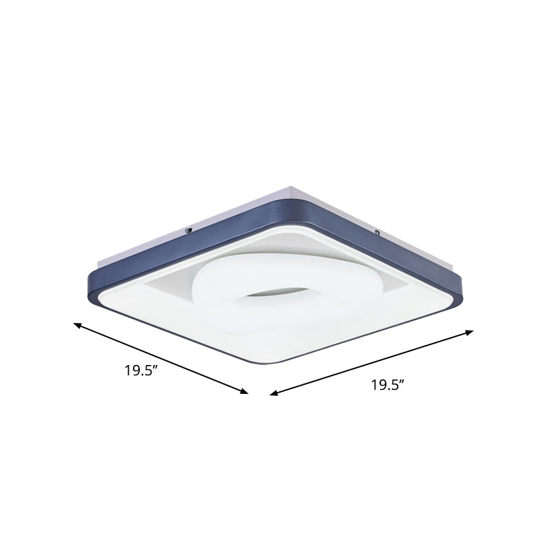 Modern Led Ceiling Light - Triangular Acrylic Flush-Mount In Blue With Round/Square Frame