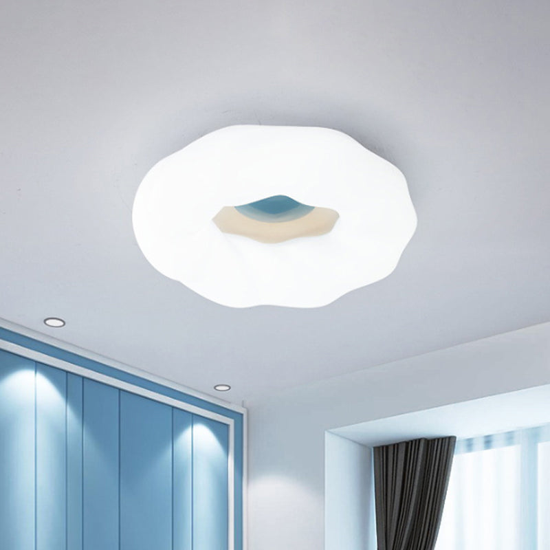Cartoon Cloud Led Flush Mount Ceiling Light In White/Blue/Coffee - Acrylic Corridor Fixture