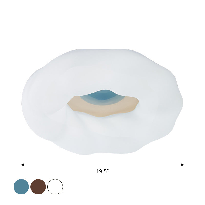 Cartoon Cloud Led Flush Mount Ceiling Light In White/Blue/Coffee - Acrylic Corridor Fixture