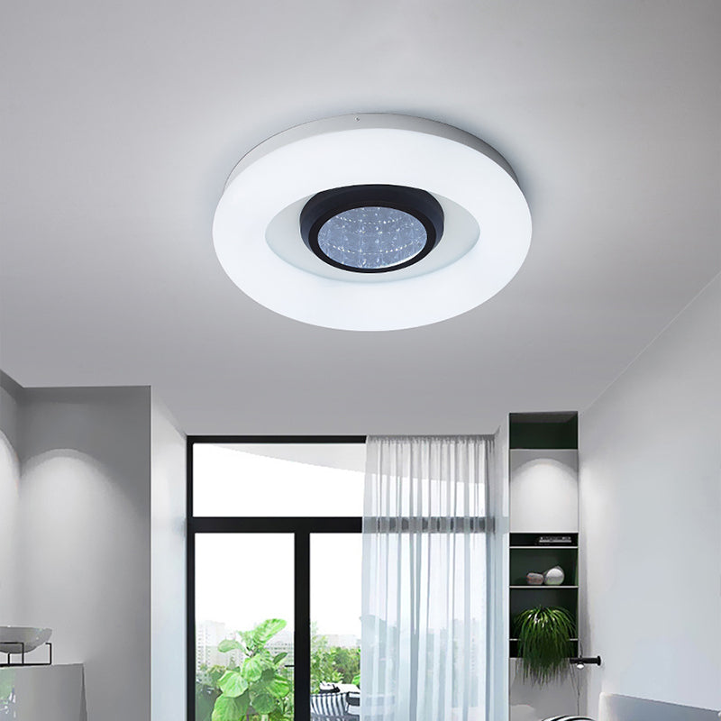 Minimalist LED Flush Mount Ceiling Light - Circular Acrylic, Silver/Grey/Black - Ideal for Hotels