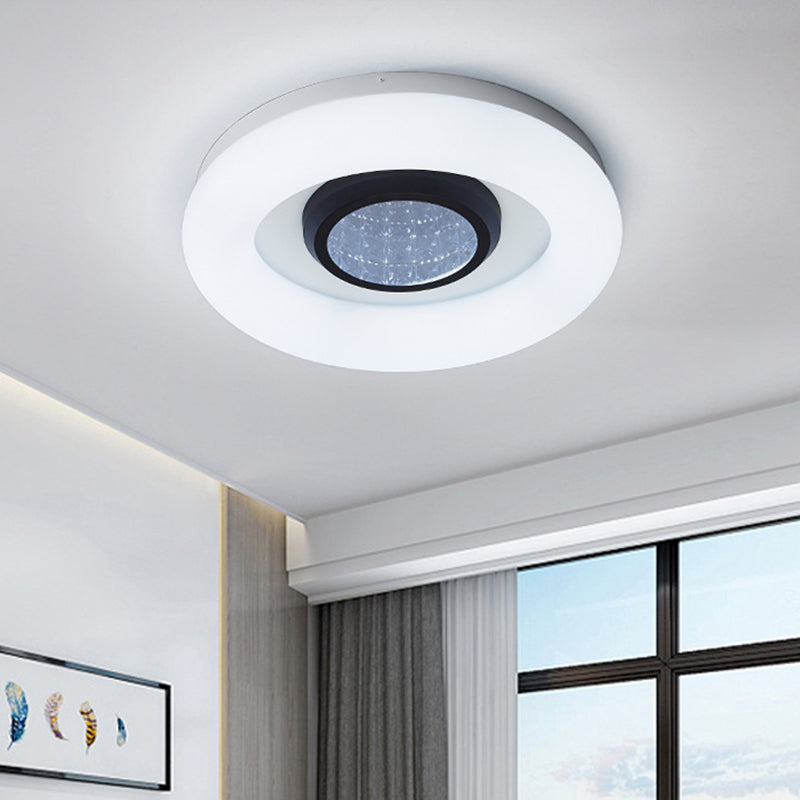 Minimalist LED Flush Mount Ceiling Light - Circular Acrylic, Silver/Grey/Black - Ideal for Hotels
