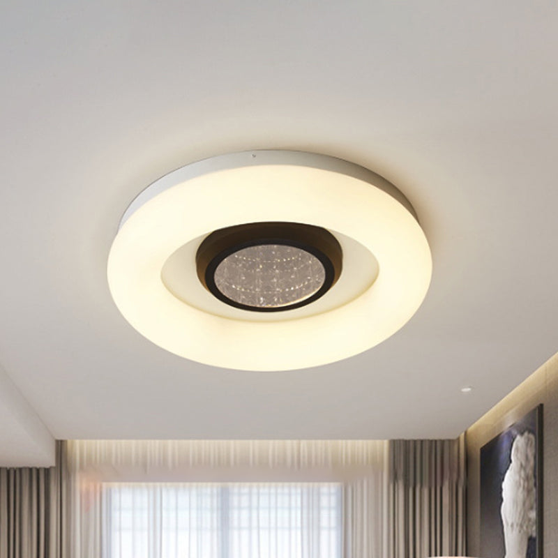 Minimalist Led Flush Mount Ceiling Light - Circular Acrylic Silver/Grey/Black Ideal For Hotels