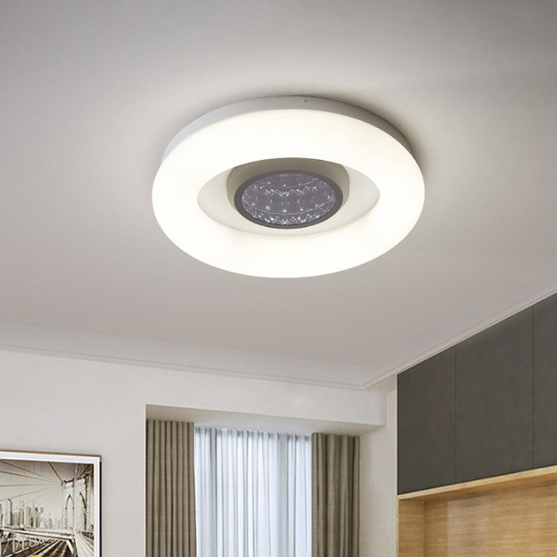 Minimalist Led Flush Mount Ceiling Light - Circular Acrylic Silver/Grey/Black Ideal For Hotels
