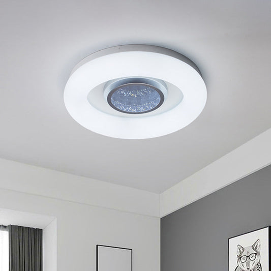 Minimalist LED Flush Mount Ceiling Light - Circular Acrylic, Silver/Grey/Black - Ideal for Hotels