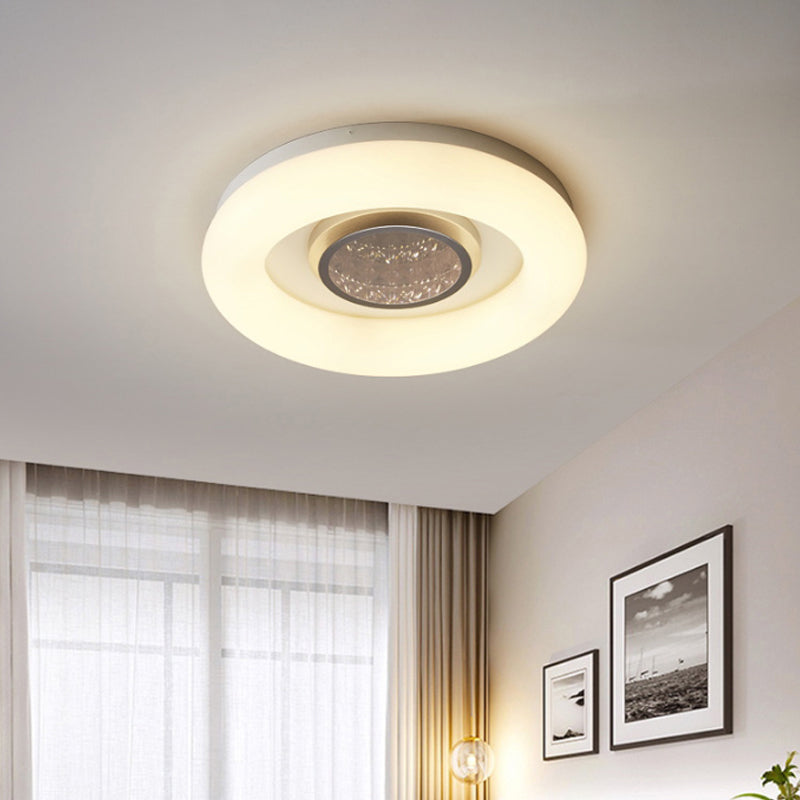 Minimalist Led Flush Mount Ceiling Light - Circular Acrylic Silver/Grey/Black Ideal For Hotels