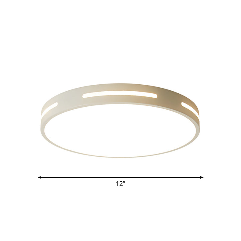 Plafonnier de chambre minimaliste : lampe encastrée carrée/ronde en métal avec LED de 12 à 19,5 pouces de large en blanc