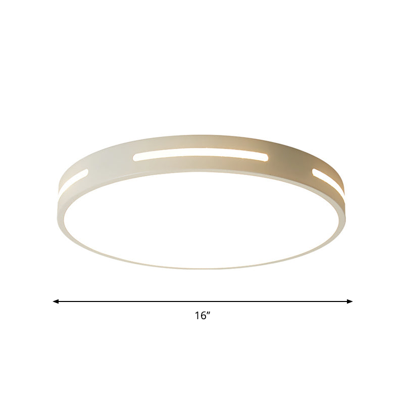 Plafonnier de chambre minimaliste : lampe encastrée carrée/ronde en métal avec LED de 12 à 19,5 pouces de large en blanc
