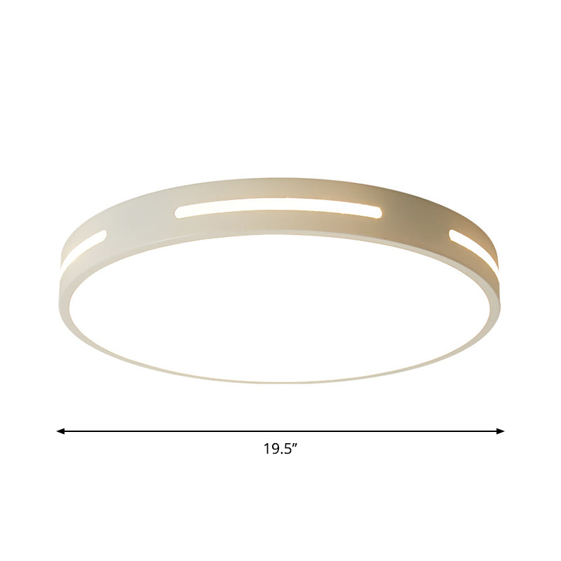 Plafonnier de chambre minimaliste : lampe encastrée carrée/ronde en métal avec LED de 12 à 19,5 pouces de large en blanc