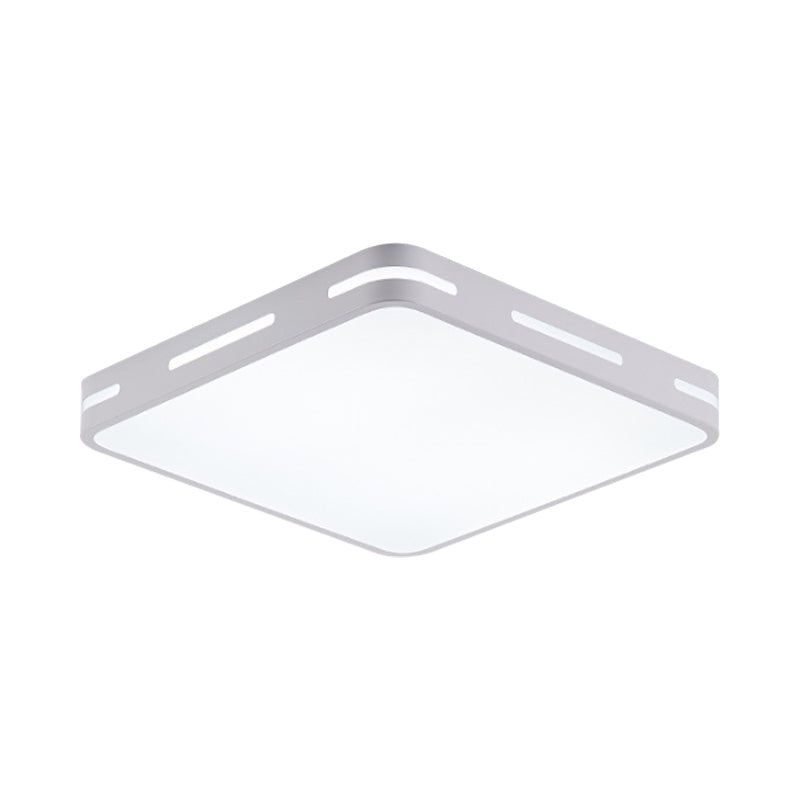 Plafonnier de chambre minimaliste : lampe encastrée carrée/ronde en métal avec LED de 12 à 19,5 pouces de large en blanc