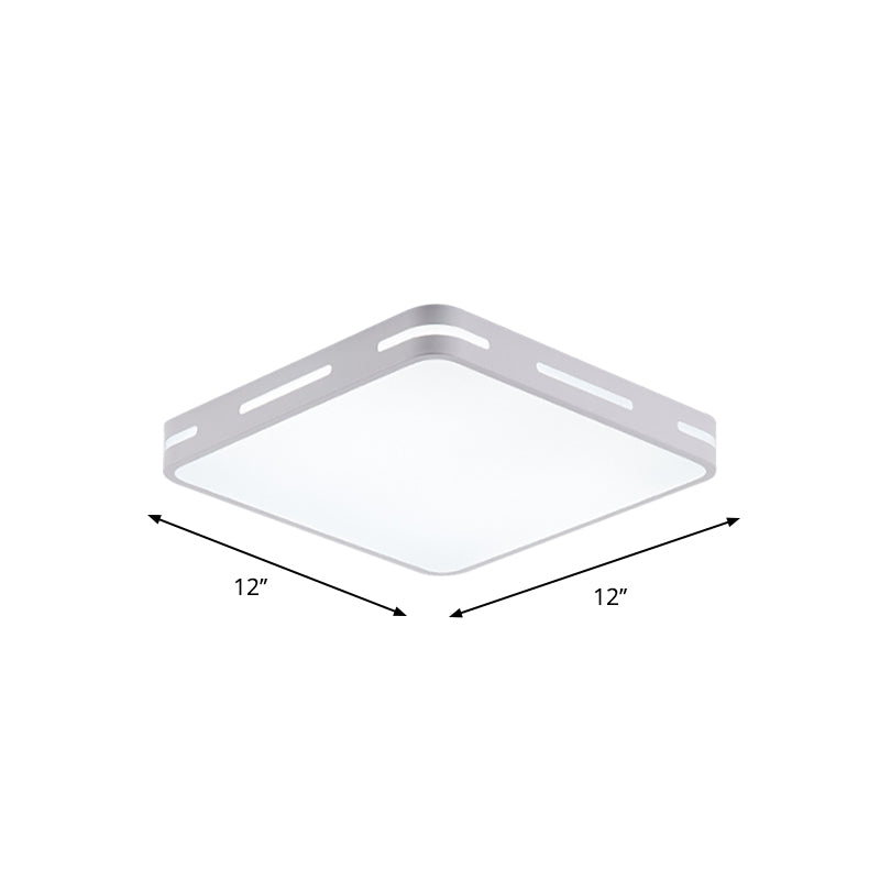 Plafonnier de chambre minimaliste : lampe encastrée carrée/ronde en métal avec LED de 12 à 19,5 pouces de large en blanc