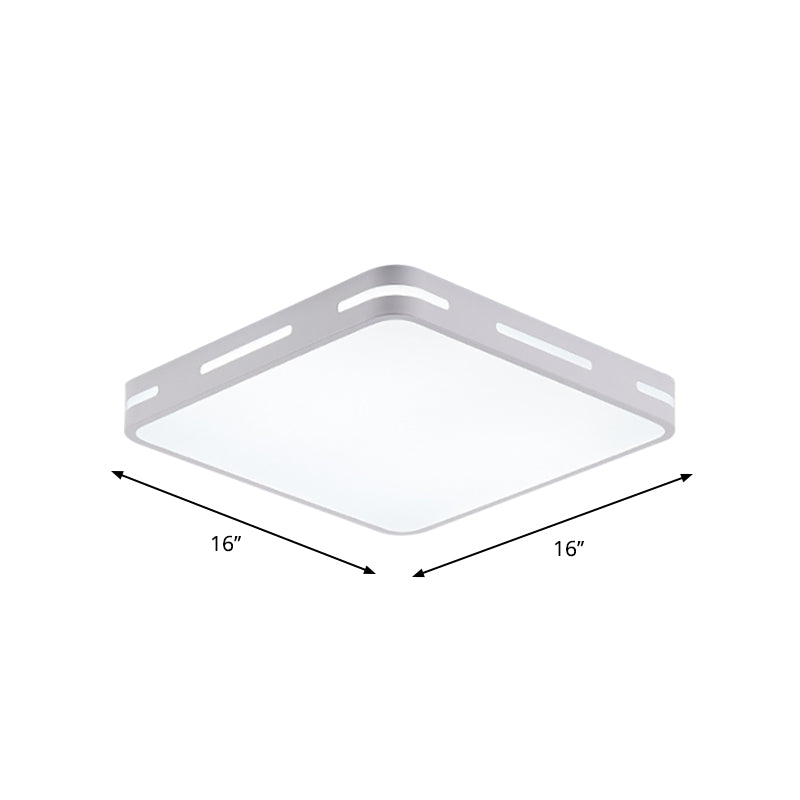 Plafonnier de chambre minimaliste : lampe encastrée carrée/ronde en métal avec LED de 12 à 19,5 pouces de large en blanc
