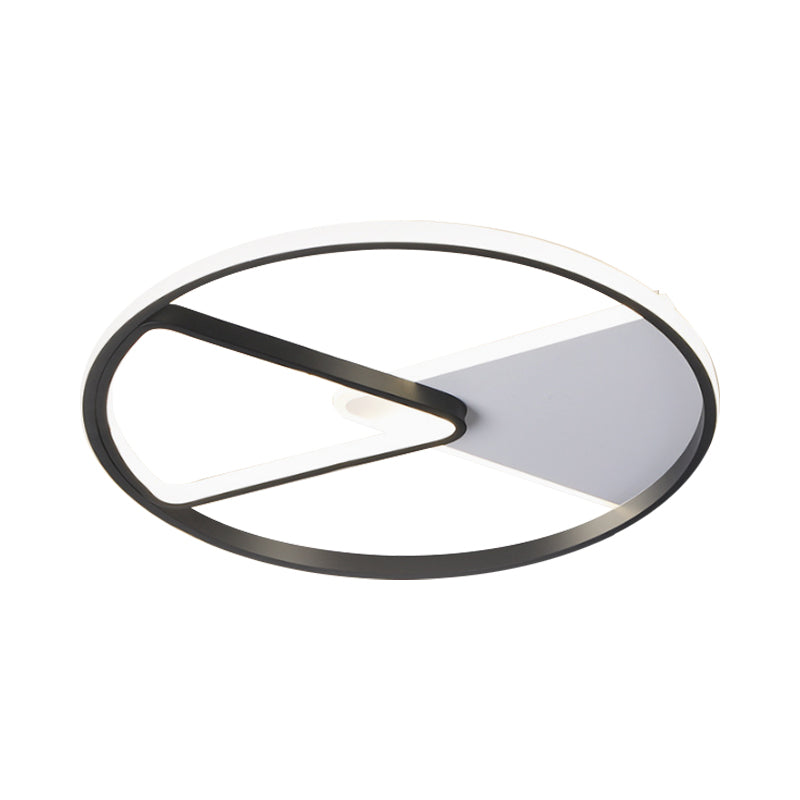 Metallic Round Slim Ceiling Light with Simple Black Design and LED Flush Mount - Warm/White Light Option