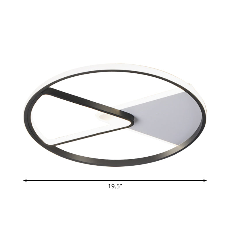 Metallic Round Slim Ceiling Light with Simple Black Design and LED Flush Mount - Warm/White Light Option