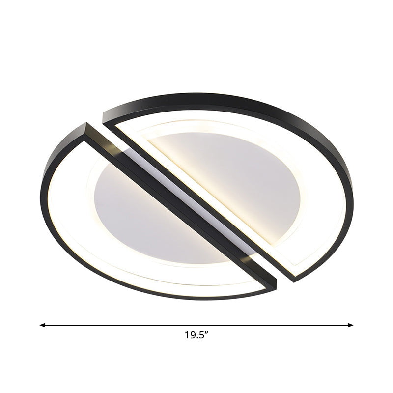 Metallic Round Slim Ceiling Light with Simple Black Design and LED Flush Mount - Warm/White Light Option