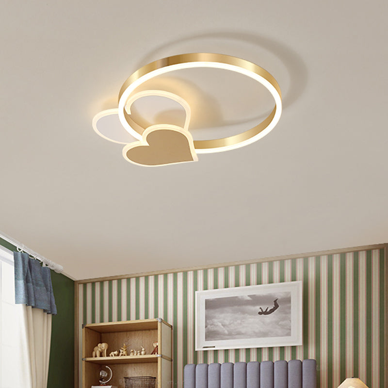 Plafonnier LED moderne en or poli pour chambre d'enfant - Forme de nuage, de cercle et de moulin à vent