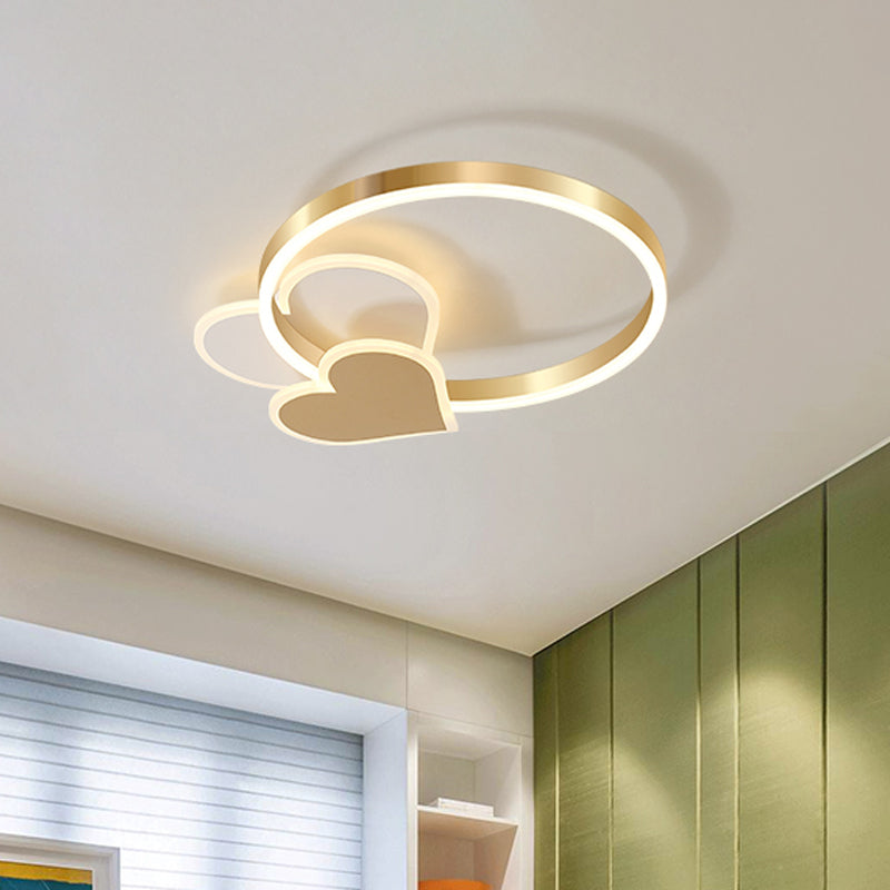 Plafonnier LED moderne en or poli pour chambre d'enfant - Forme de nuage, de cercle et de moulin à vent