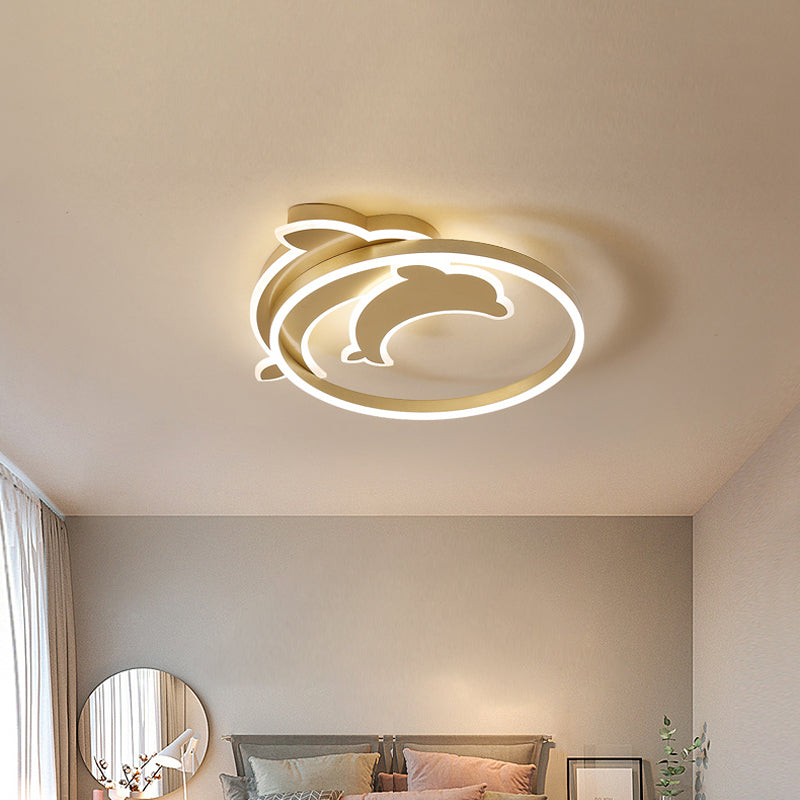 Plafonnier LED moderne en or poli pour chambre d'enfant - Forme de nuage, de cercle et de moulin à vent