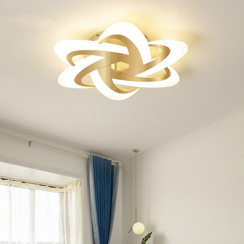Plafonnier LED moderne en or poli pour chambre d'enfant - Forme de nuage, de cercle et de moulin à vent