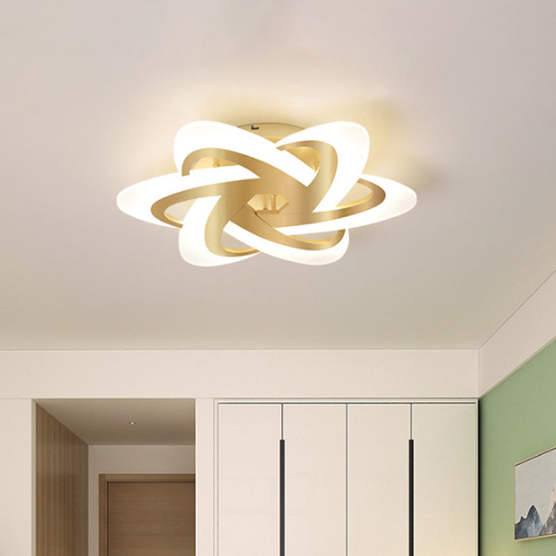 Plafonnier LED moderne en or poli pour chambre d'enfant - Forme de nuage, de cercle et de moulin à vent