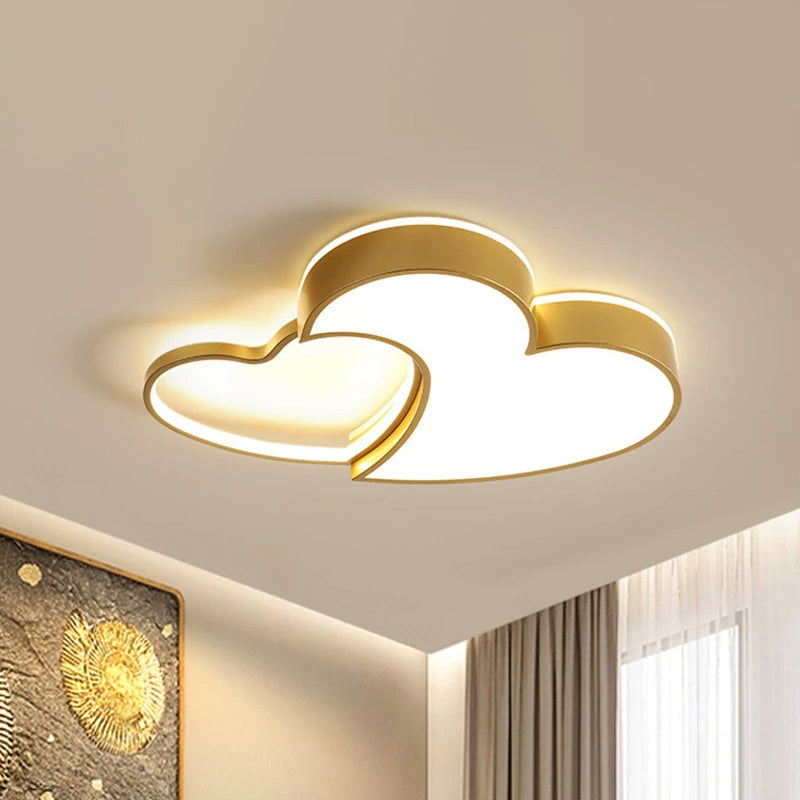 Plafonnier LED moderne en or poli pour chambre d'enfant - Forme de nuage, de cercle et de moulin à vent