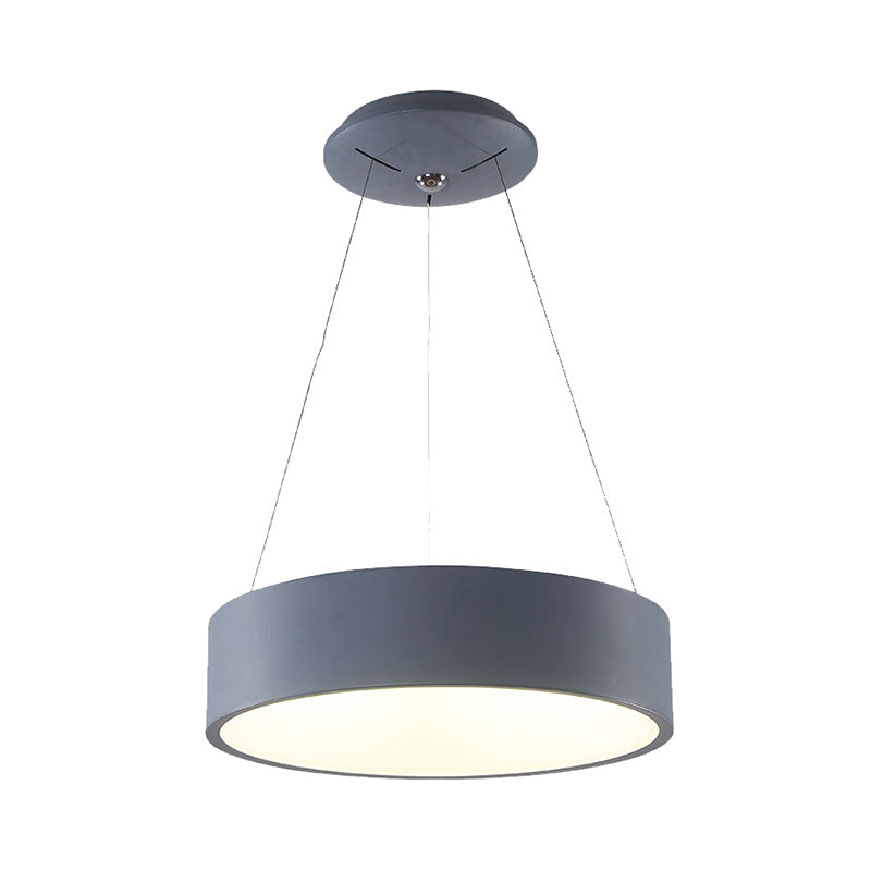 Lustre suspendu à LED moderne - Plafonnier circulaire gris/blanc avec abat-jour en acrylique, 18"/23,5" W