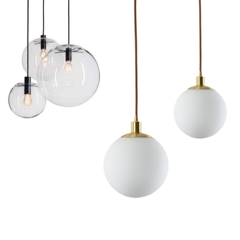 Simplicity Black Single-Bulb Cafe Pendant Lamp - 8"/10"/12" W - Clear Glass Shade