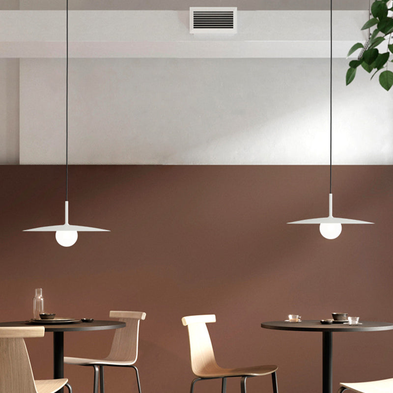 Modern Nordic Hanging Pendant Light with Milk Glass Shade - Single Bulb Ceiling Fixture in Black/Grey/White, 10"/12.5" Width