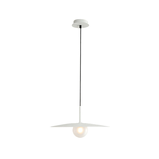 Nordic Hanging Light Metal Single Restaurant Pendant With Milk Glass Shade In Black/Grey/White
