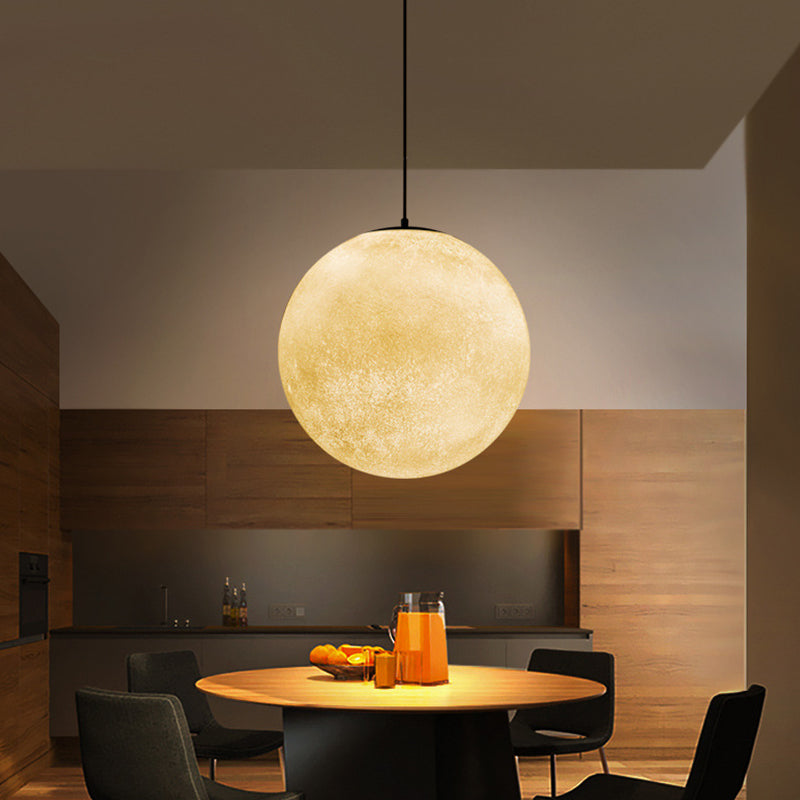 Romantic Modern 1-Light White Glass Moon Pendulum Ceiling Hang Lamp, 10"/12"/16" Wide