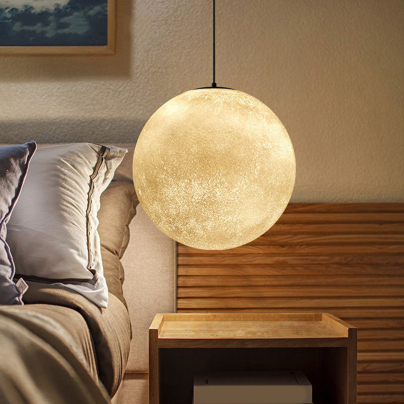 Romantic Modern 1-Light White Glass Moon Pendulum Ceiling Hang Lamp, 10"/12"/16" Wide
