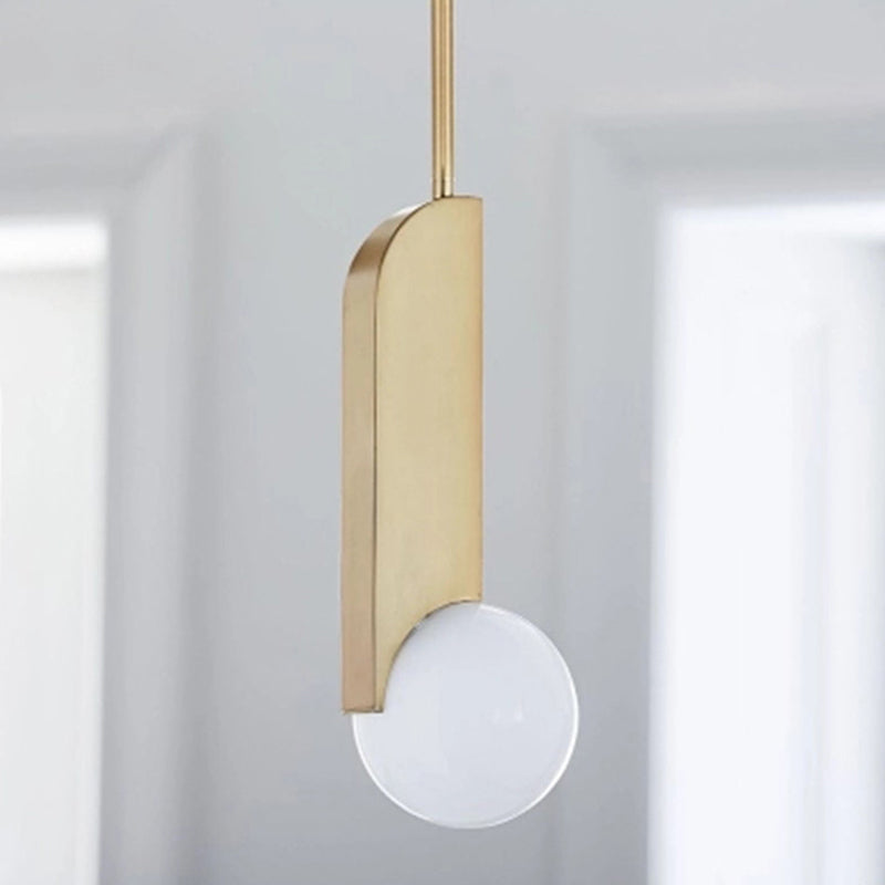 Postmodern Cream Glass Ball Pendant Lamp with Gold Suspension - Dining Table Lighting