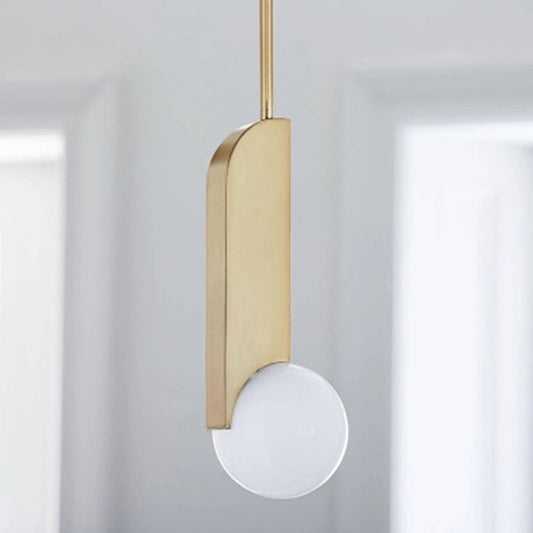 Postmodern Cream Glass Ball Pendant Lamp with Gold Suspension - Dining Table Lighting