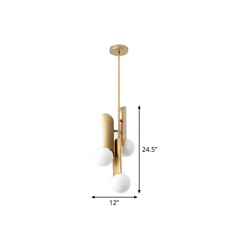 Postmodern Cream Glass Ball Pendant Lamp with Gold Suspension - Dining Table Lighting